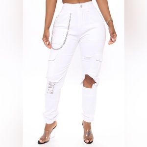 White Fashion Cargo Pants